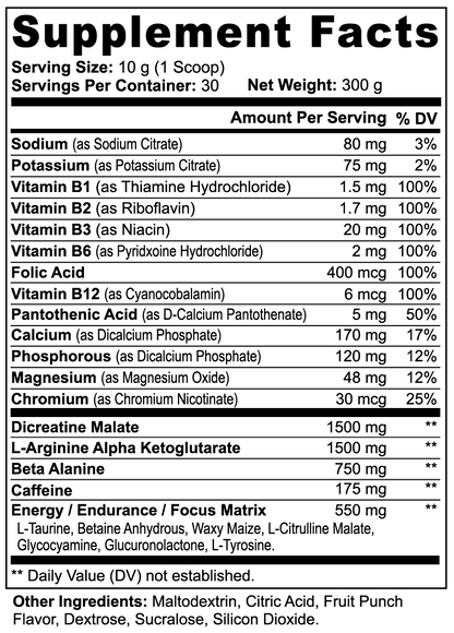 Adrena Nitric Punch™ – Pre‑Workout Energy & Pump Formula (Fruit Punch)