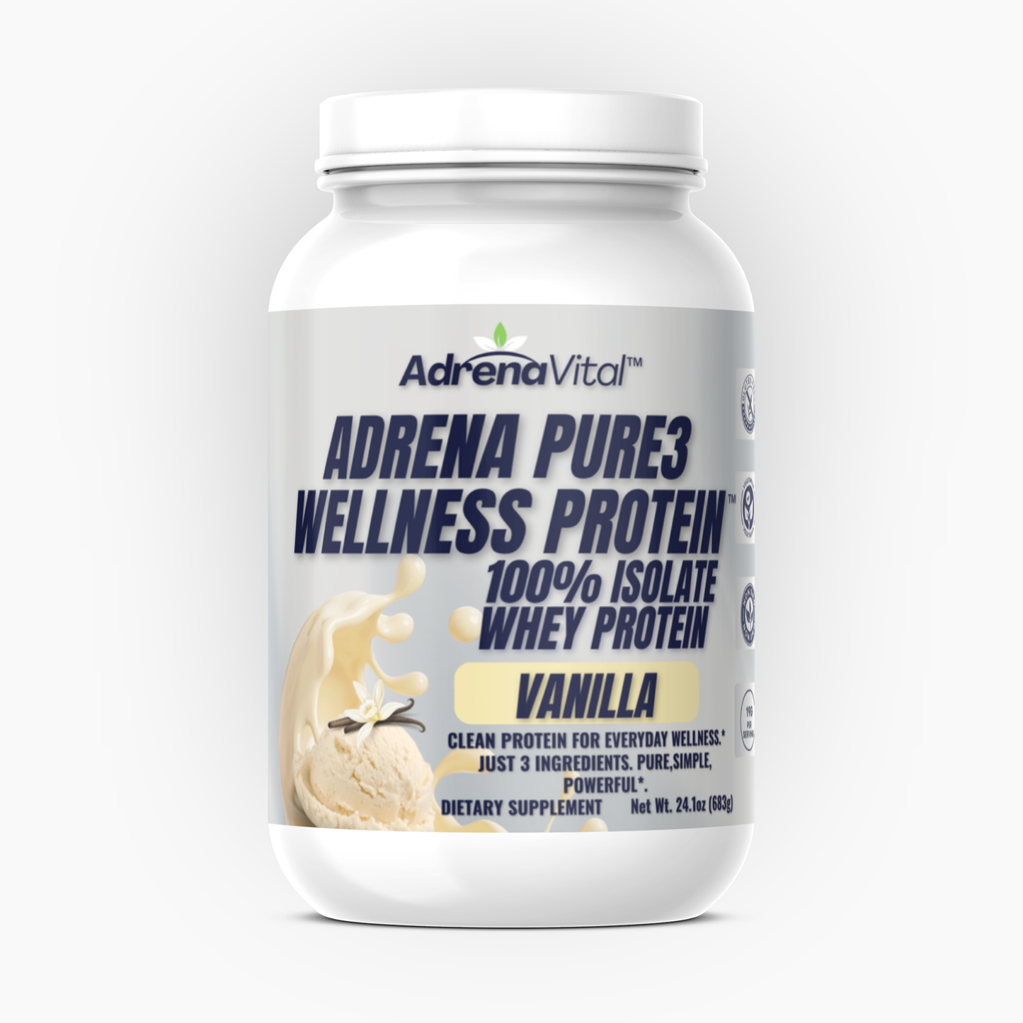 Adrena Pure3 Wellness Protein™ – 100% Whey Isolate (Vanilla)