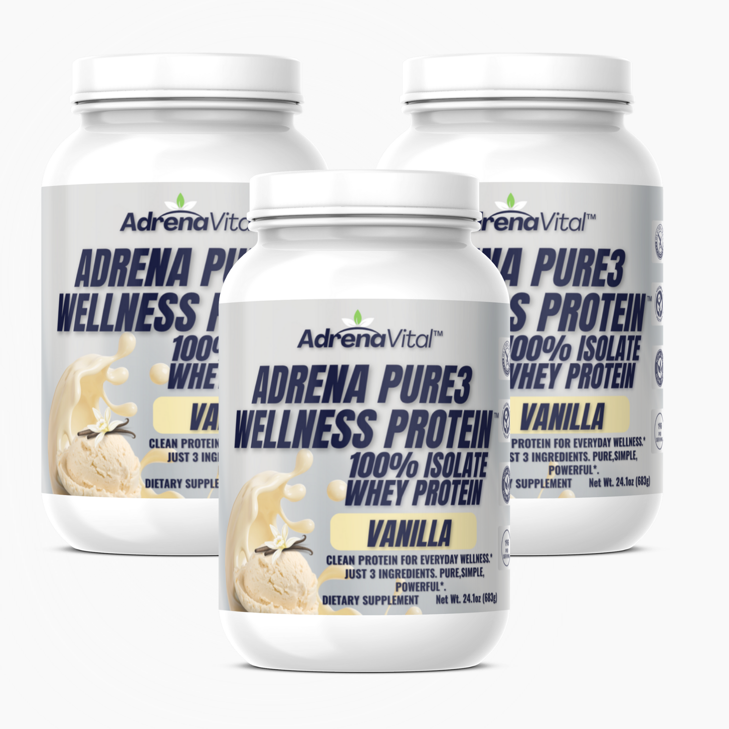 Adrena Pure3 Wellness Protein™ – 100% Whey Isolate (Vanilla)