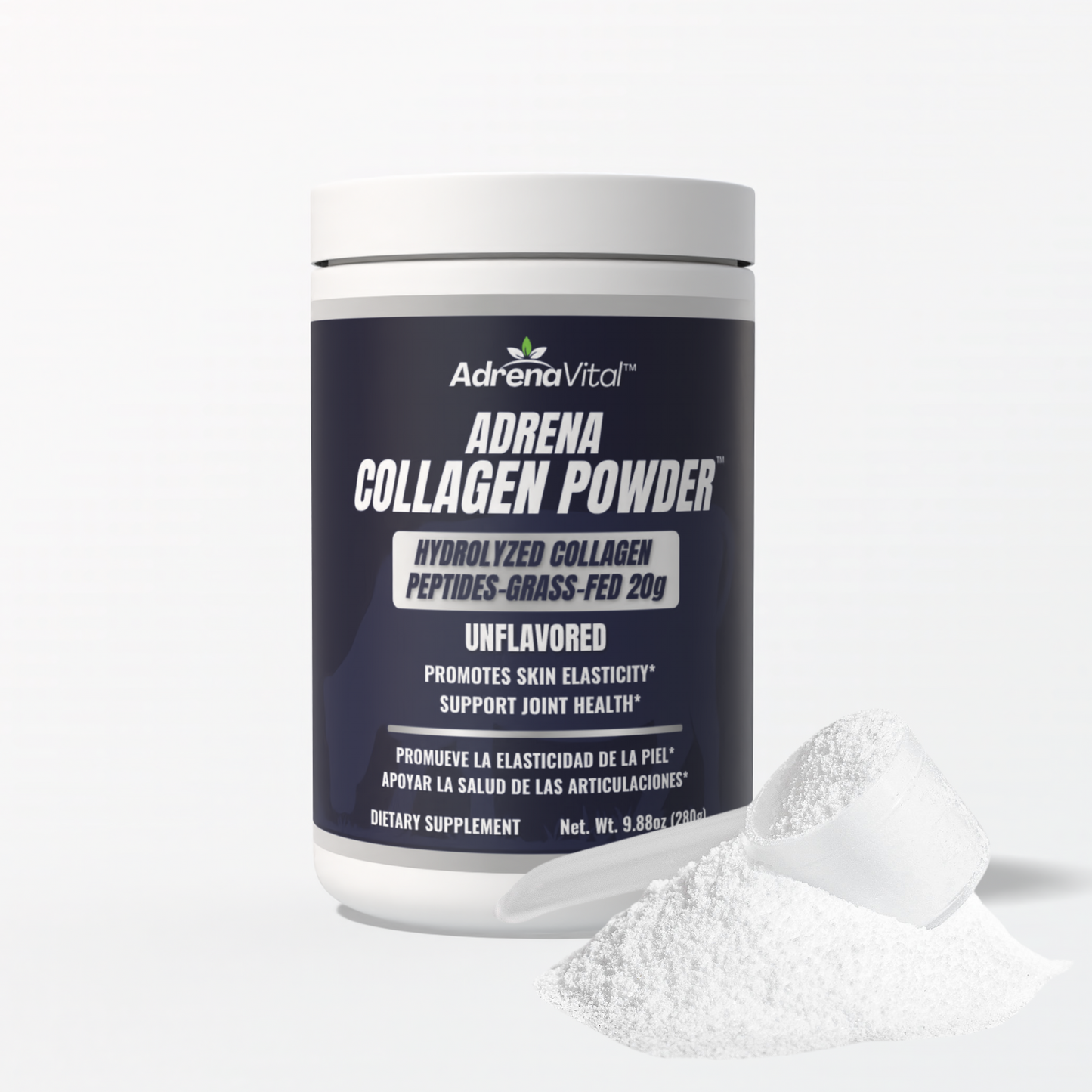 Adrena Collagen Powder™ – Grass‑Fed Hydrolyzed Peptides (Unflavored, 20 g)