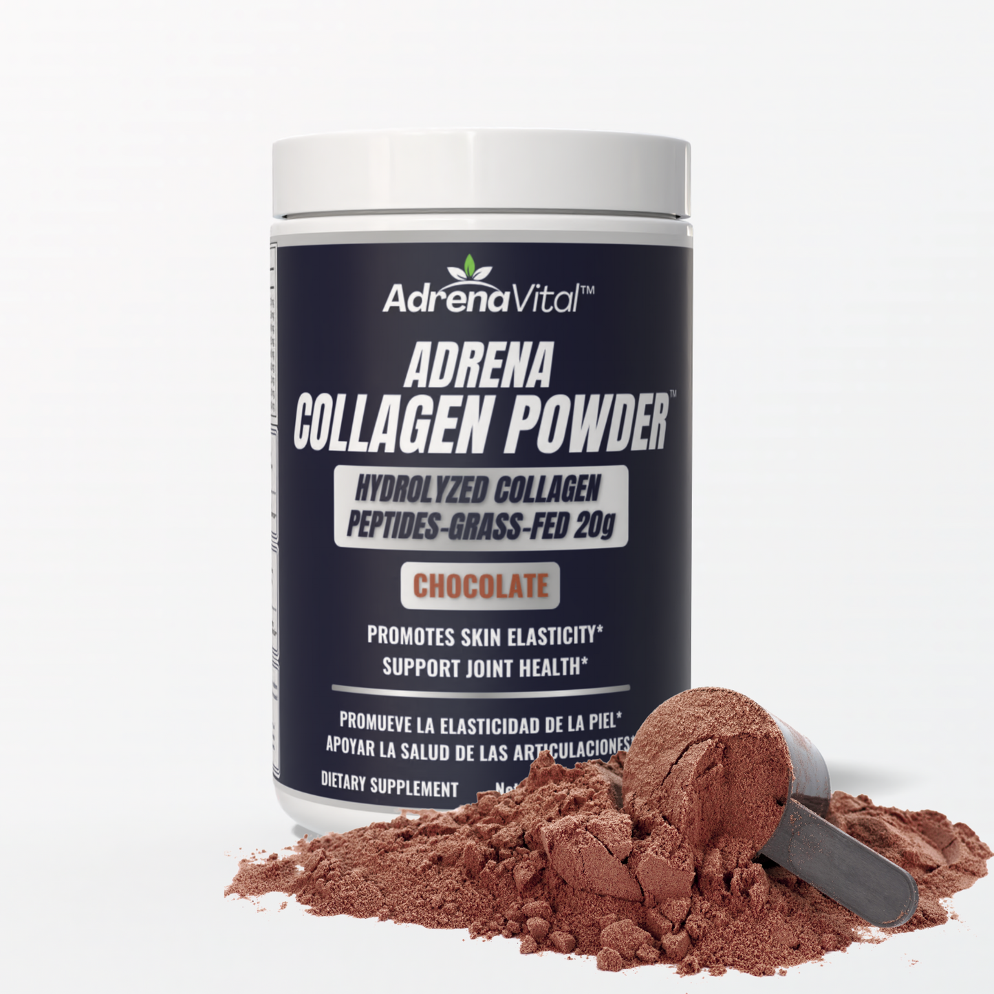 Adrena Collagen Powder™ – Grass‑Fed Hydrolyzed Collagen Peptides, Chocolate (20 g)